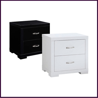 White or Black Gloss 2 Drawer Bedside Cabinet