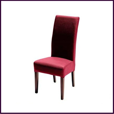 Genuine Red Leather High Back Dining Chair With Solid Wood Legs