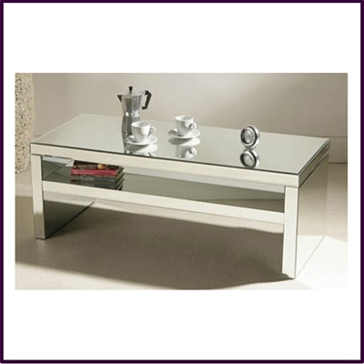 Vincenzo Mirrored Coffee Table With Shelf