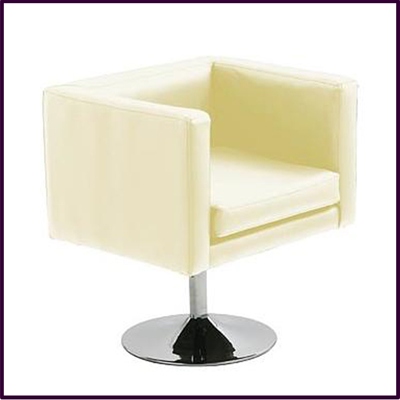 Bauhaus Revolving Cream Leather Effect Chair With Chrome Base