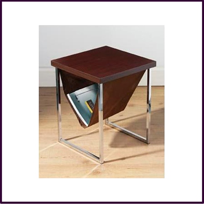 End Table With Mag Holder Mahogany With Squrae Tube Legs