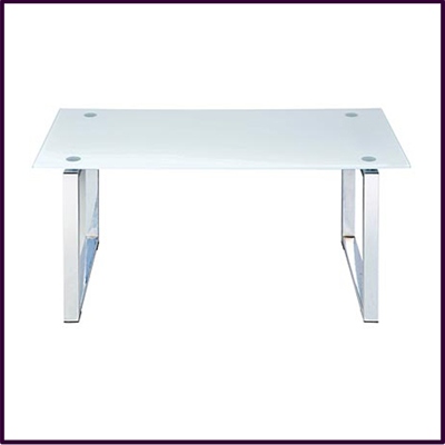 Coffee Table White Temp Glass Top With Chrome Legs