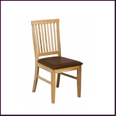 Brown Leather Effect Dining Chair Solid Oak