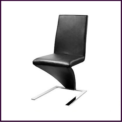 Black Leather Effect Chair With Chrome Legs