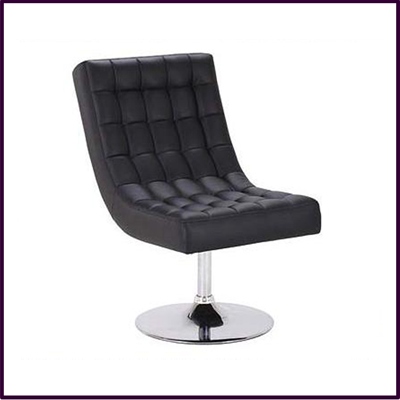 Swivel Chair Black Leather Effect With Chrome Base