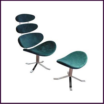 Teal Revolving Microfibre Chair And Footstool With Chrome Base