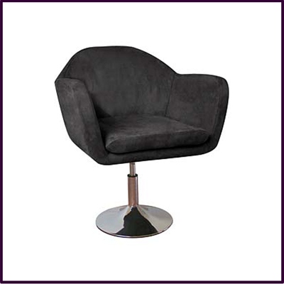 Black Fabric Revolving Height Adjustable Chair With Chrome Base