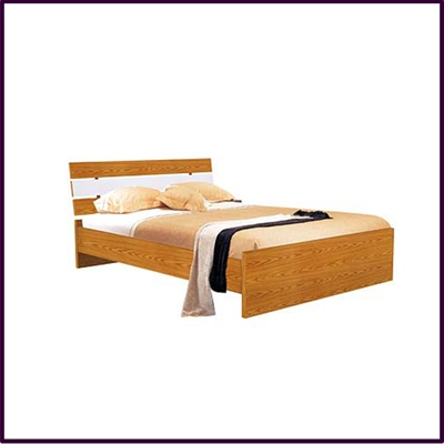 Hudson Double Bed Frame Oak Veneer with White High Gloss