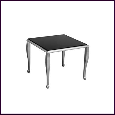 End Table Black Temp Glass Nickel Plated Legs