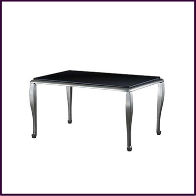 Dining Table 6 Seat Black Temp Glass Nickel Plat Legs