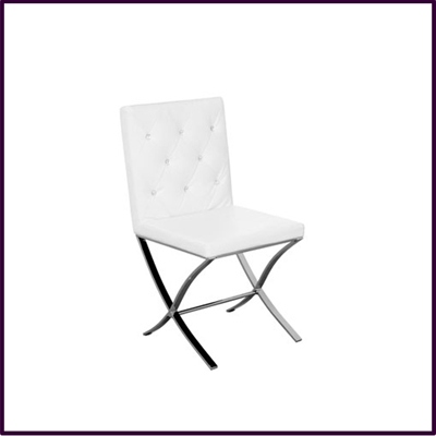 Dining Chair White Leather Effect with Stainless Steel Legs