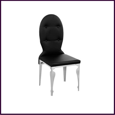 Dining Chair Black Silk with Stainless Steel Legs