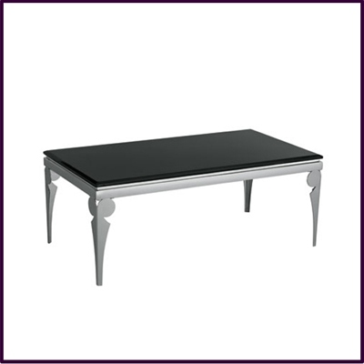 Coffee Table Black Marble with Stainless Steel Legs