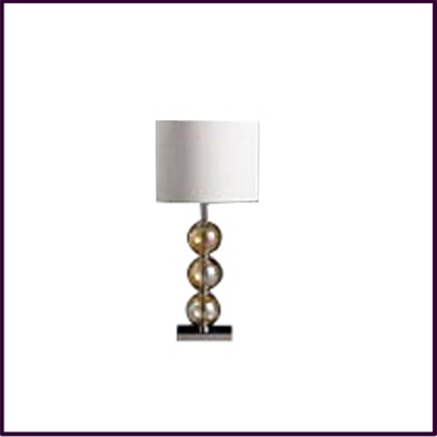 Mistro Glass Orb Feature Chrome Base Table Lamp with Cream Faux Suede Shade