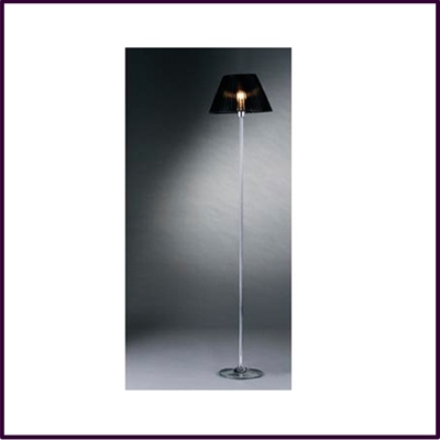 Stick Floor Lamp Chrome With Silky Black Ribbed Shade