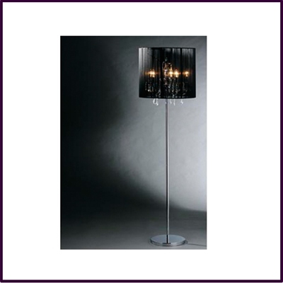 Floor Lamp Crystal Chandelier With Black Ribbed Shade