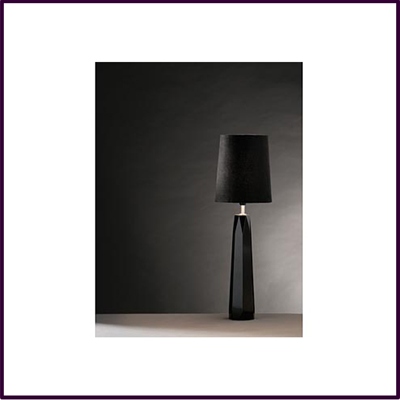 Black Mango Wood Faceted Lamp With Black Fabric Shade