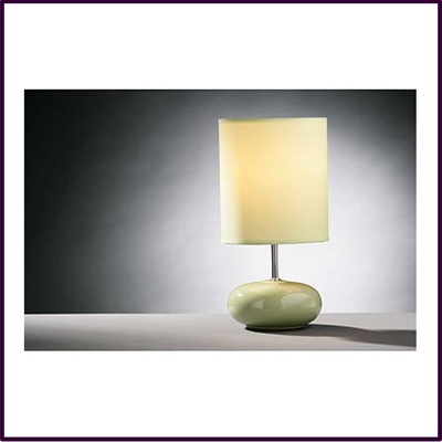 Round Green Ceramic Pebble Table Lamp With Green Shade