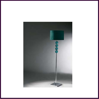  Teal Mistro Floor Lamp 4 Glass Balls Chrome Base For Suede Shade