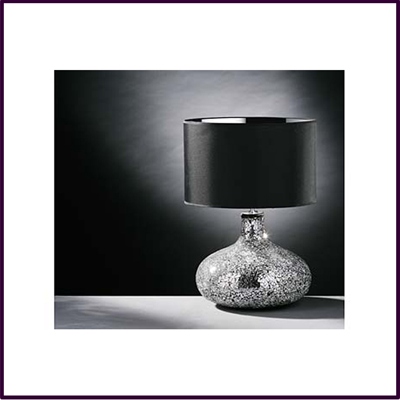 High Mosaic Silver Glass Table Lamp With Black Shade