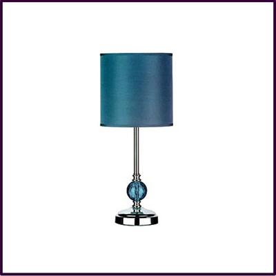 Chrome Table Lamp With Teal Glass Ball And Teal Shade
