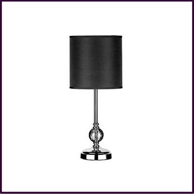 Chrome Table Lamp With Smoke Grey Glass Ball And Smoke Grey Shade