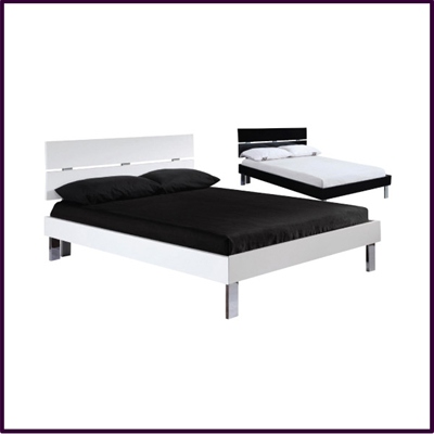 High Gloss Contemporary Bed Frame Available In White Or Black, Double or King