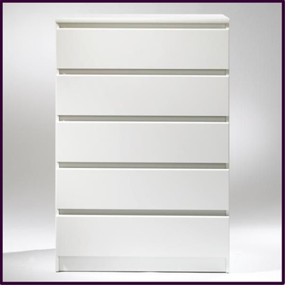 Nia 5 drawer - white