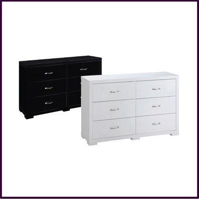 High Gloss White or Black 6 Drawer Dresser/Chest