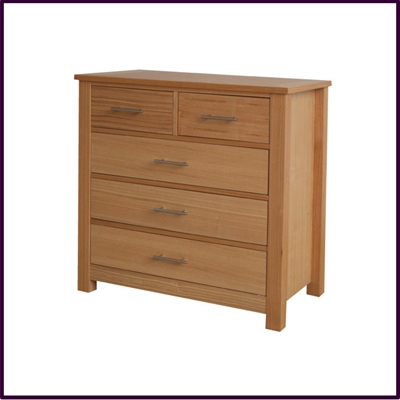 Solid Oak with Vaneered finish 3+2 Drawer Chest