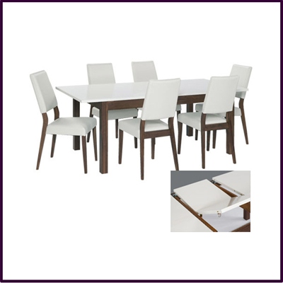 Extending White Gloss and Solid American Walnut Dining Table